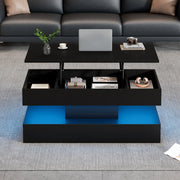 Tavolino moderno con illuminazione LED - Zephmum- 100x50x42 cm- Idraulico, 50 kg