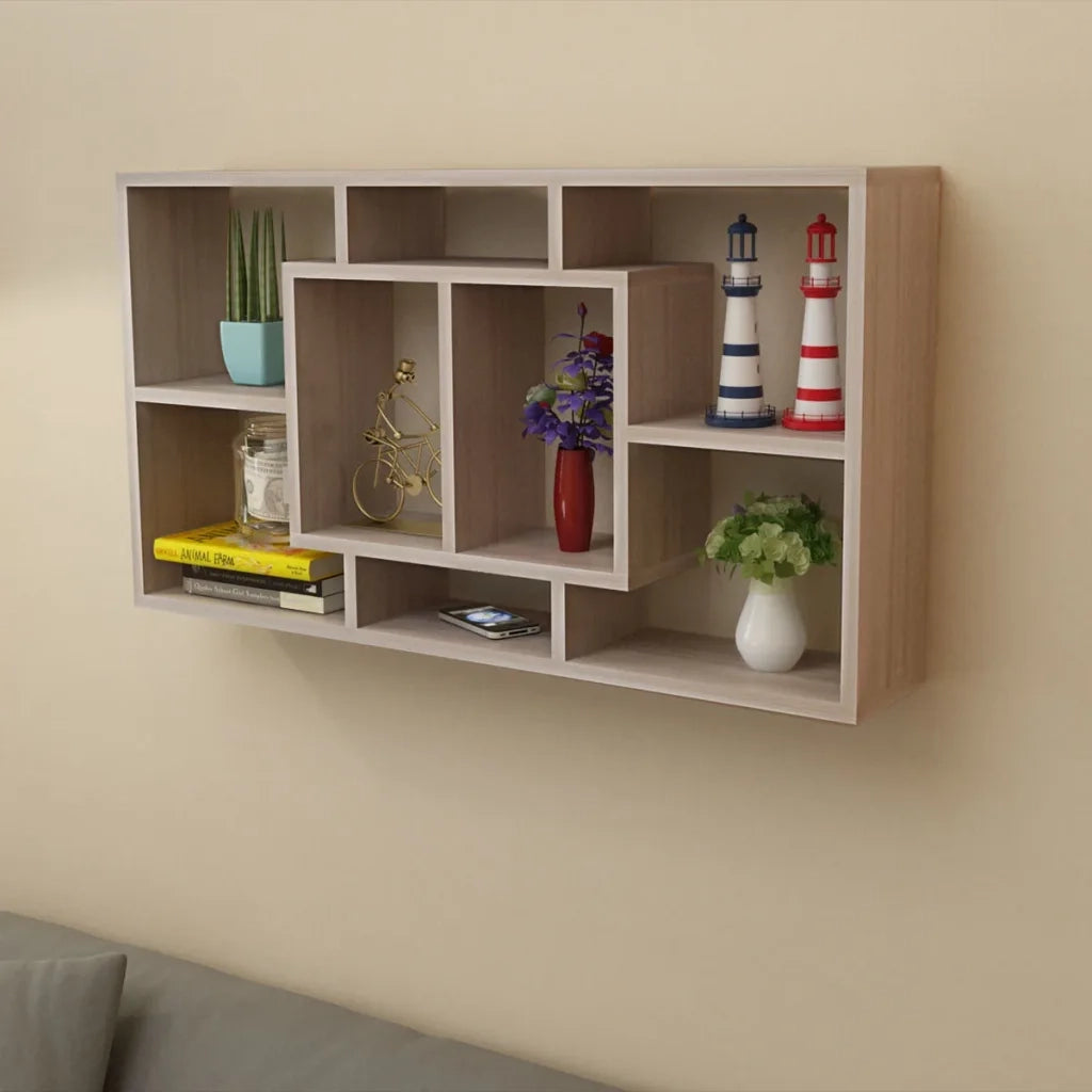 Espositore da Parete Pensile 8 Scomparti Color Rovere CFW4861252