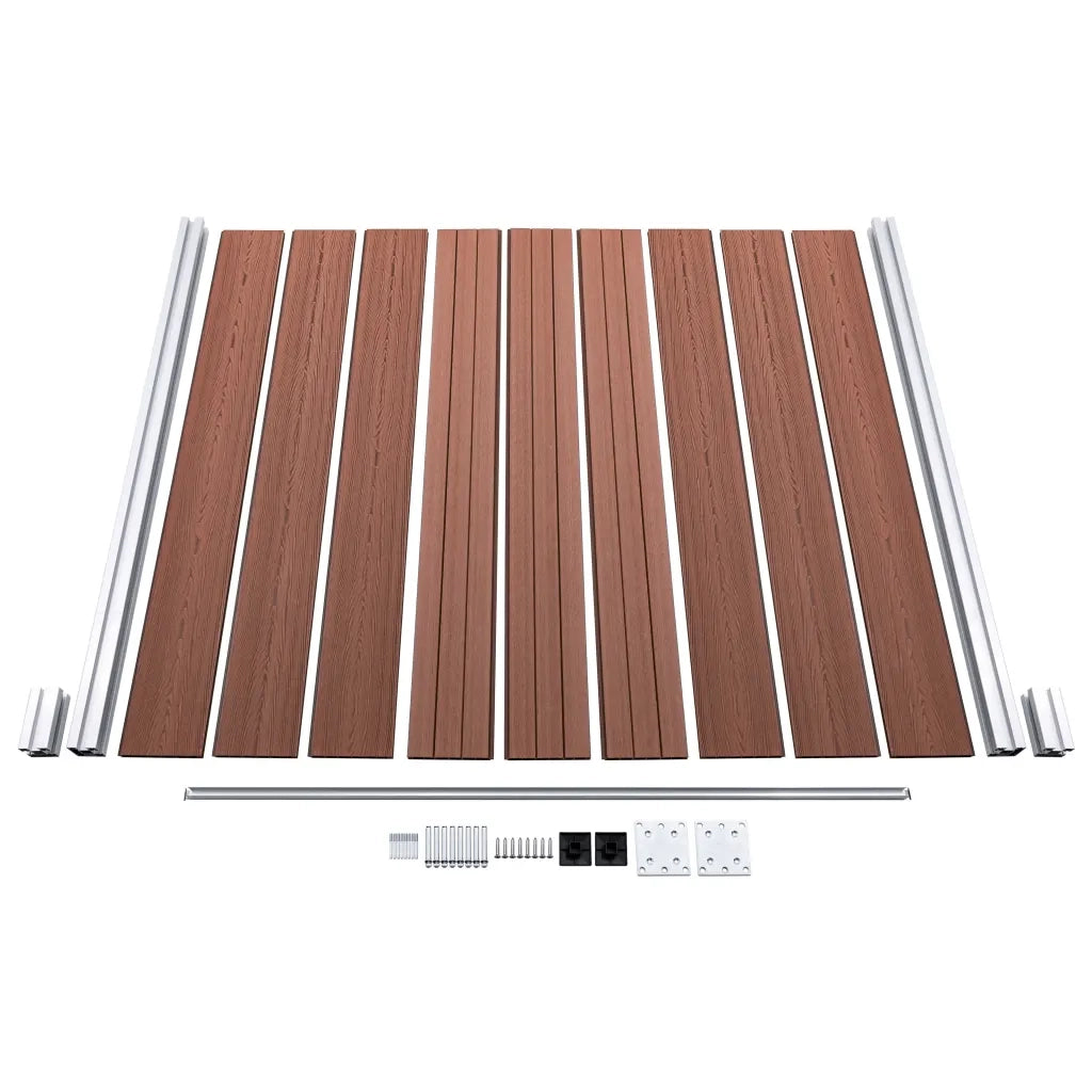 Pannelli Recinzione 9 Quadrati 1 Inclinato 1657x186cm Marrone 3053223