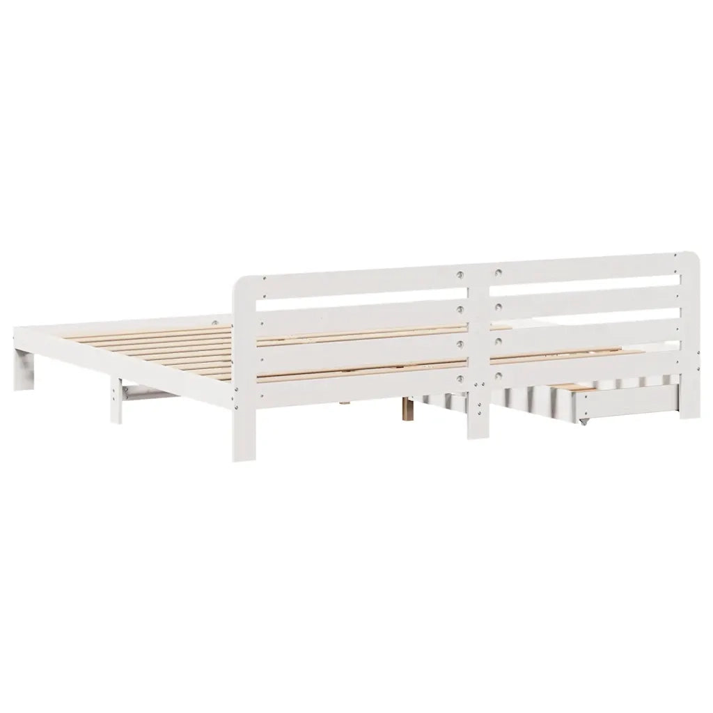 Letto matrimoniale | Letto per adulti | Giroletto senza Materasso Bianco 180x200 cm Legno Massello Pino
