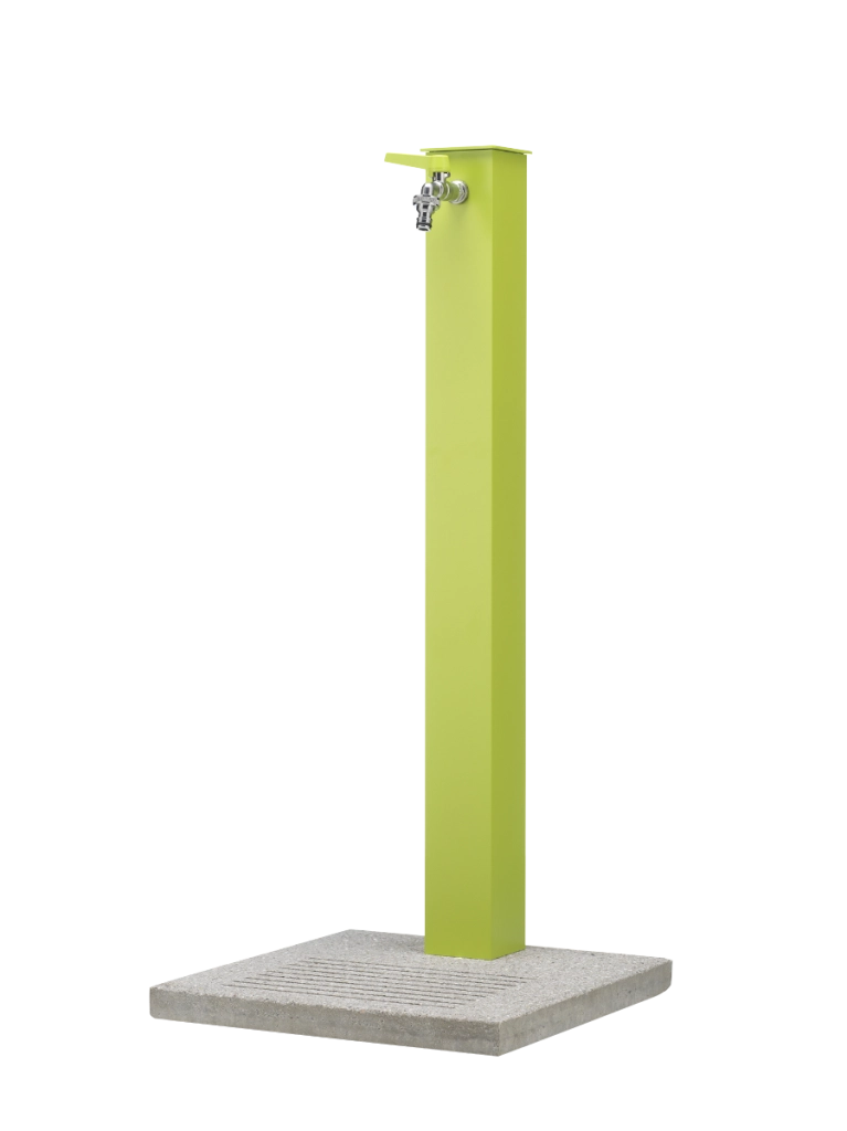 Fontana da esterno con base in cemento e struttura in acciaio zincato Belfer ruggine Colore: Verde Acido