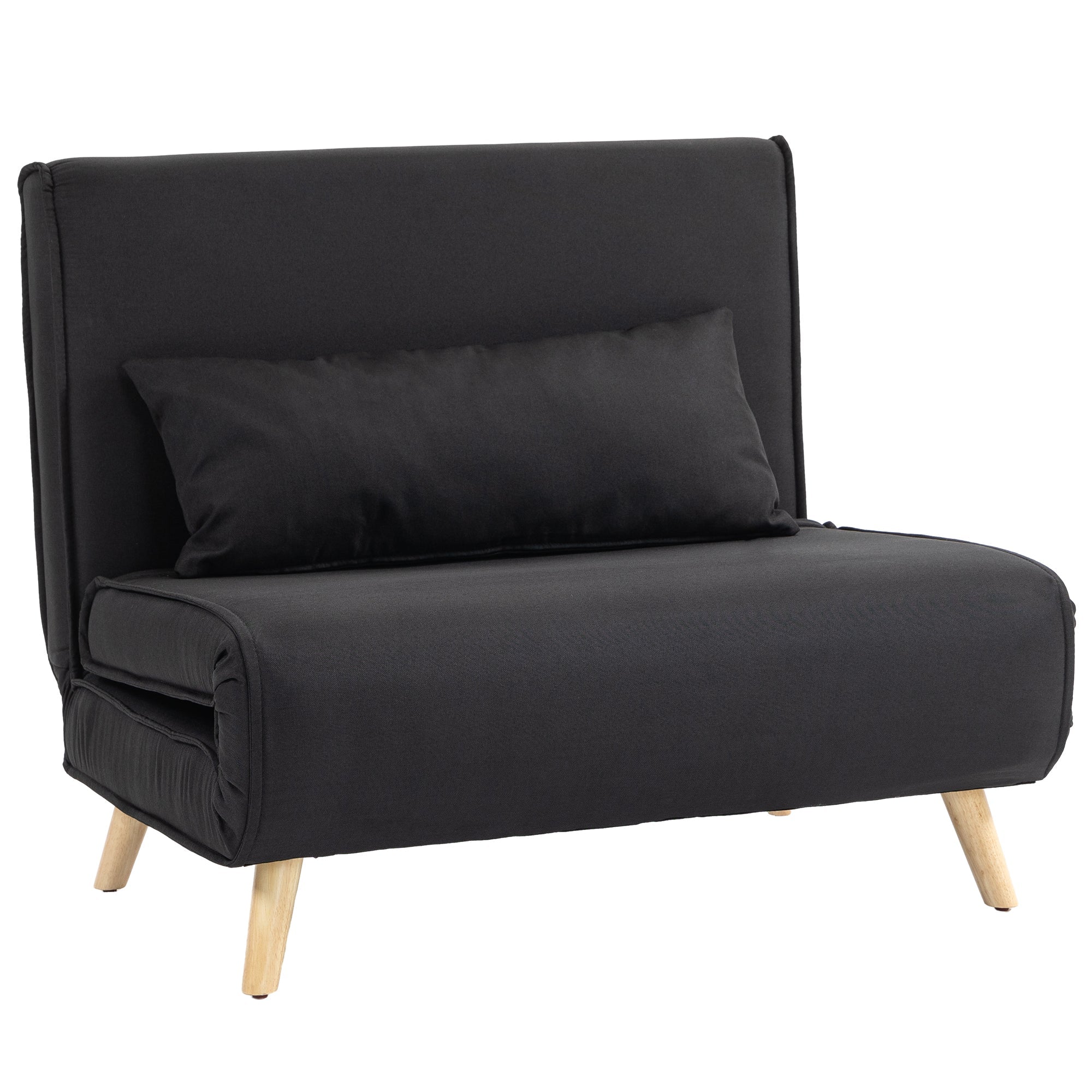 Poltrona Letto con Schienale Reclinabile su 6 Posizioni 94x78x80 cm in Tessuto Nero