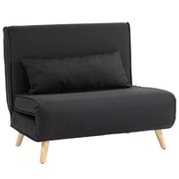 Poltrona Letto con Schienale Reclinabile su 6 Posizioni 94x78x80 cm in Tessuto Nero