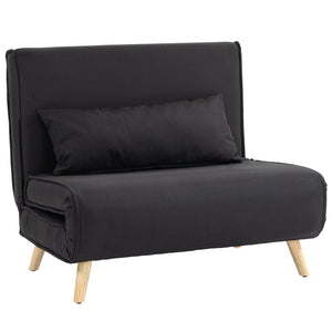 Poltrona Letto con Schienale Reclinabile su 6 Posizioni 94x78x80 cm in Tessuto Nero