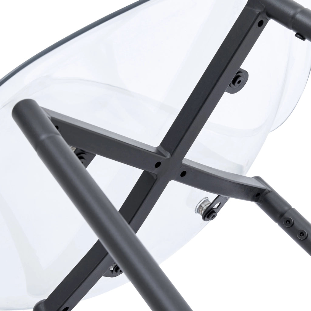 Set di 2 sgabelli da bar trasparenti con struttura in metallo nero, design moderno per cucina, isola o sala da pranzo