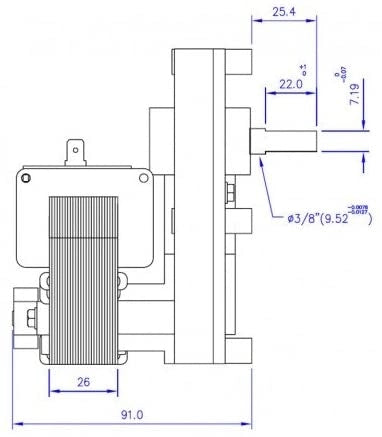 Motoriduttore Mellor stufa pellet 1,3 Rpm Albero 9,5 mm FB1192 FB1392
