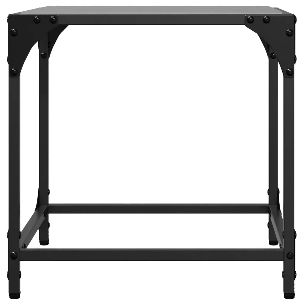 2 pz Tavolini da salotto | Tavolino da caff¨¨ | Tavolino da Soggiorno con Piano Vetro Nero 40x40x40cm Acciaio