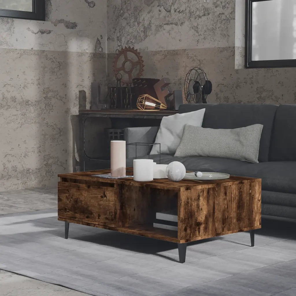 Tavolino da Salotto-Tavolino da soggiorno-Tavolo Rovere Fumo 90x60x35 cm in Truciolato