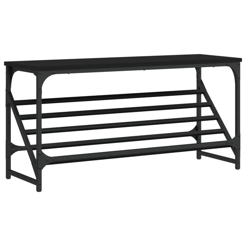 Scarpiera Nera 90x30x45 cm in Legno Multistrato 833418