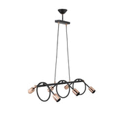 Lampada da soffitto Derbent MDL3938 in metallo nero con sei porta lampade H88xL68