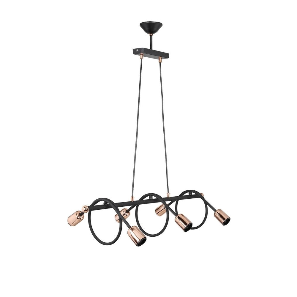 Lampada da soffitto Derbent MDL3938 in metallo nero con sei porta lampade H88xL68