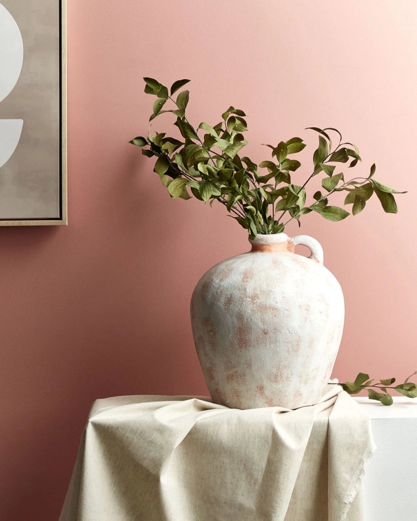 Vaso decorativo in terracotta bianca da 30 cm fatto a mano con effetto invecchiato Design tradizionale Decorazione per la casa Soggiorno