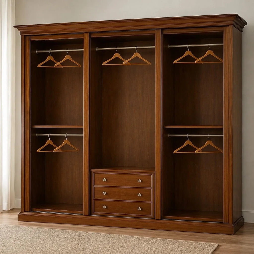 Camera completa in legno massello arte povera tinta noce - Mobili 2G