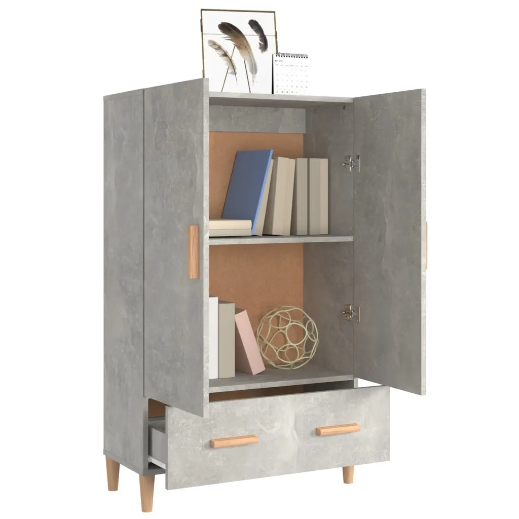 Credenza Grigio Cemento 70x31x115 cm in Legno Multistrato 812532