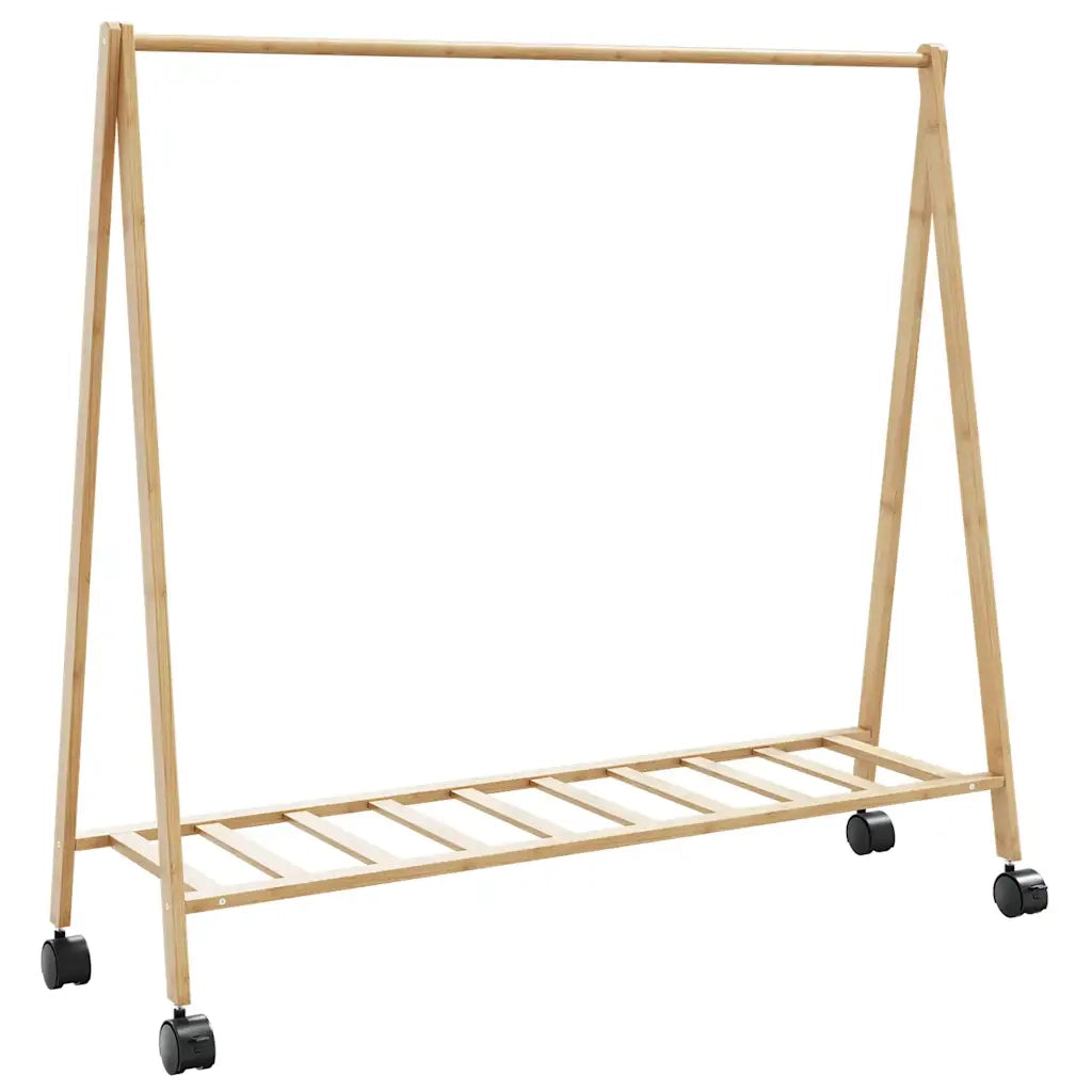 Appendiabiti con Ripiani e Ruote 106x34x106,5 cm in Bambù 4008903