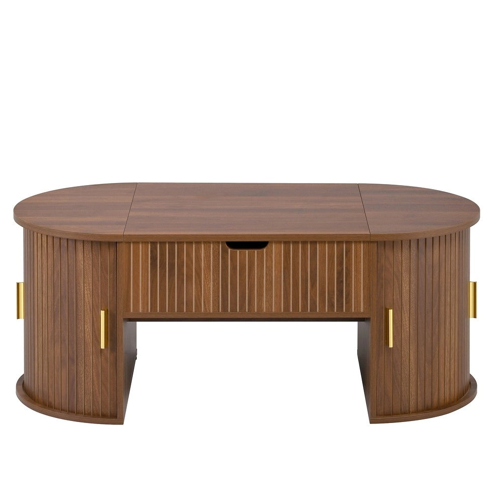 Set Soggiorno 3 Pz Mobile TV Credenza Tavolino ¨C MINIMAL ¨C Legno Ante Scorrevoli Gambe Oro