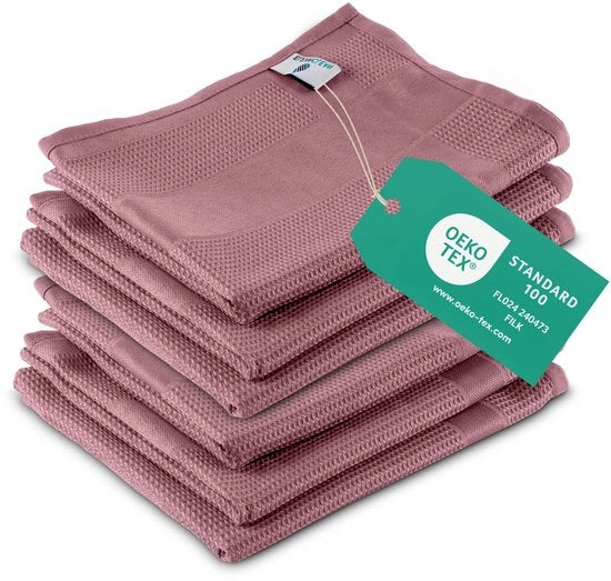 Set di asciugamani microfibra (6 pezzi, 68x42 cm, rosa/porpora) assorbenti, lavabili a 60°C, asciugamani, asciugamani moderni per la cucina
