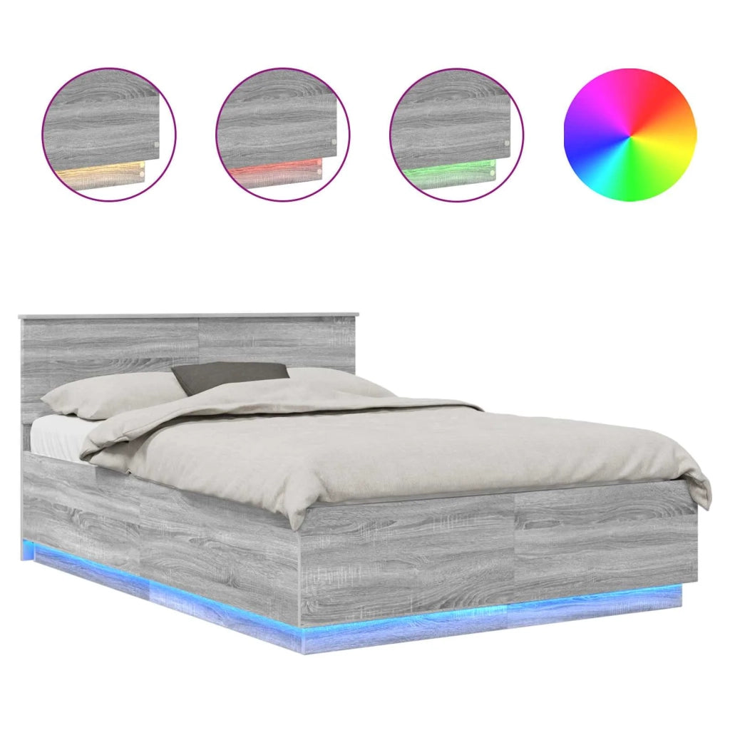 Struttura del letto con strisce LED Grigio Sonoma 150 x 200 cm 3408066