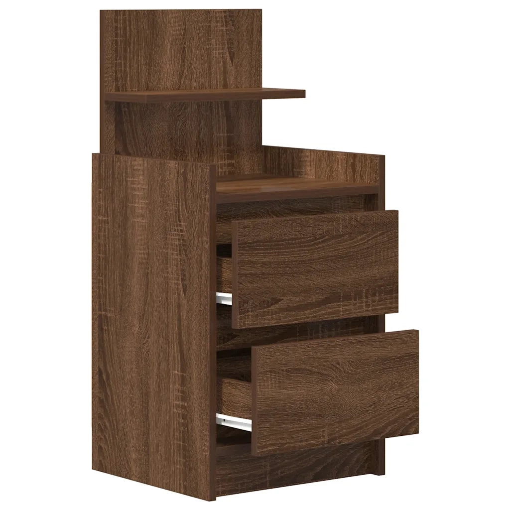 Comodino con 2 Cassetti Rovere Marrone 38x34x80 cm