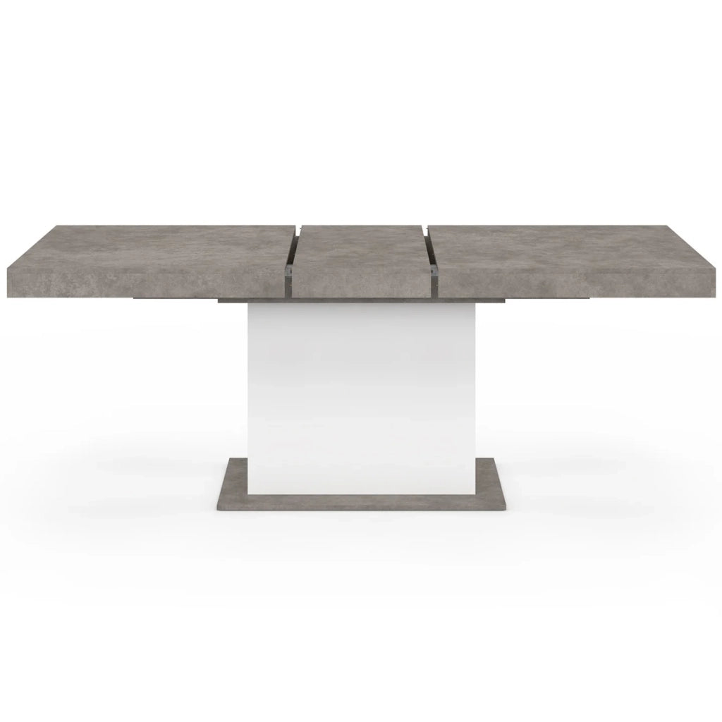 IDMarket - Tavolo da pranzo rettangolare allungabile EDEN 6-10 persone in cemento e bianco 160-200 cm