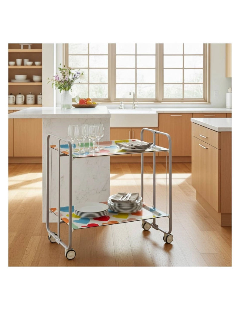 Carrello da cucina pieghevole grigio con ruote BAUHAUS 2 ripiani
