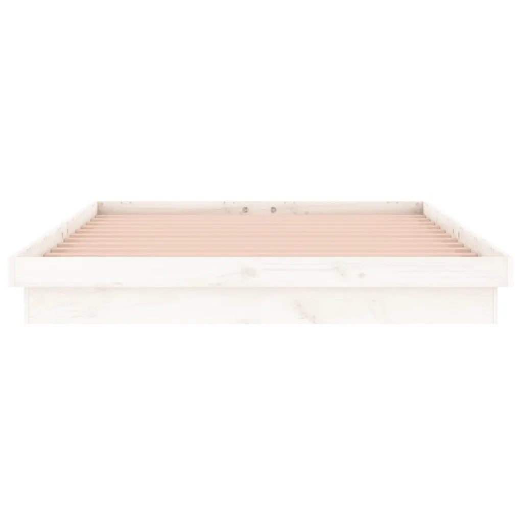 Giroletto LED-Struttura Letto con LED Bianco 180x200cm Super King in Legno Massello 674819