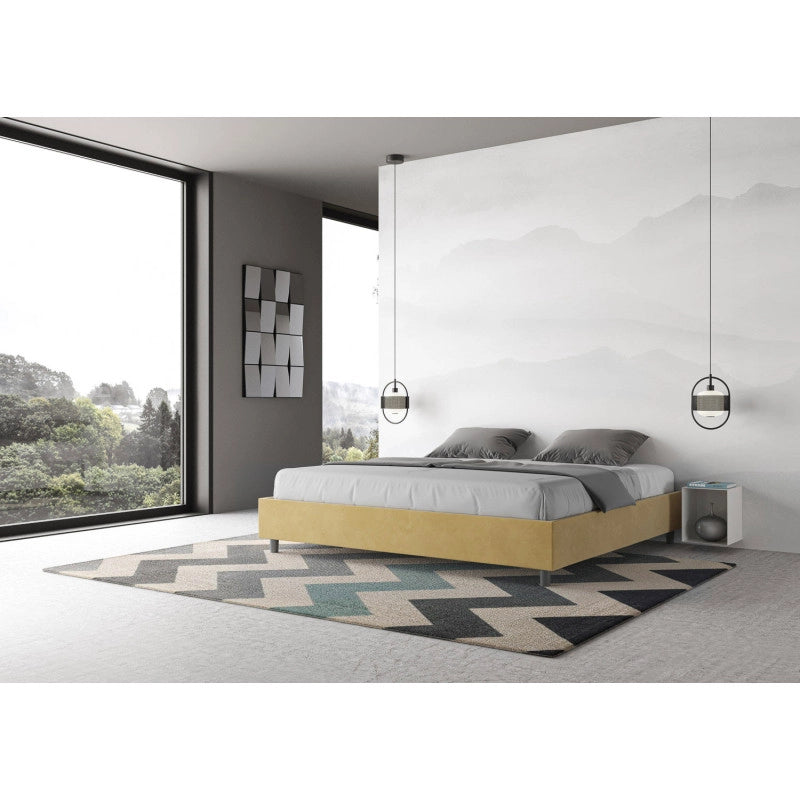 Letto imbottito Matrimoniale 180x200 cm Azelia - Senza rete,Microfibra,Ocra