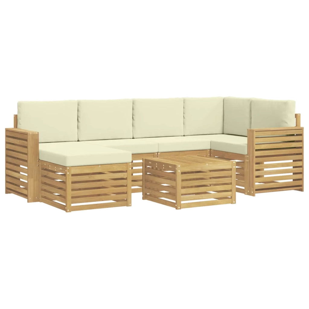 Set di divani da esterno 7 pcs Bianco e Crema Poliestere 3392160