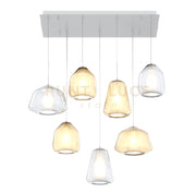 SOSPENSIONE BIANCO 7 LUCI RETTANGOLARE VETRI (ALPHA TR + AM) (BETA 1X TR + 2X AM) (GAMMA AM + TR) 1176BI-S7 R ABG-TA