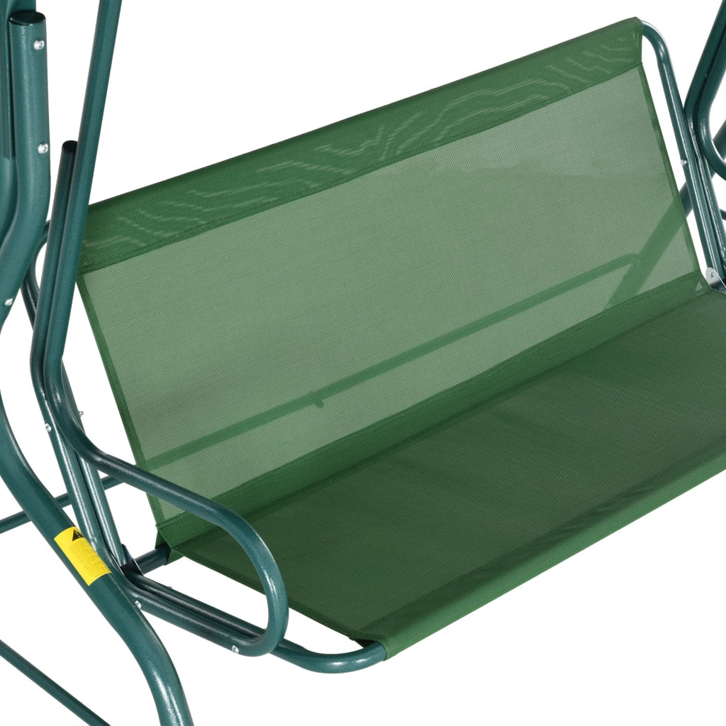 Dondolo 3 Posti con Tettuccio Regolabile 170x110x153 cm in Acciaio e Poliestere Verde e Bianco