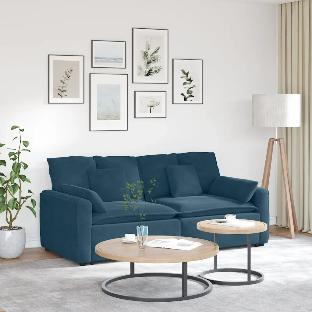 Divano Modulare con Cuscini Blu 3321128
