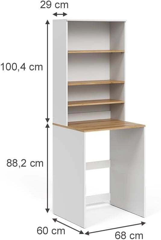 Mobile lavatrice Viktor, Bianco/Artisan, 66 x 88.2 cm 2 parti con ripiano, adatto per l'installazione su lavatrici standard