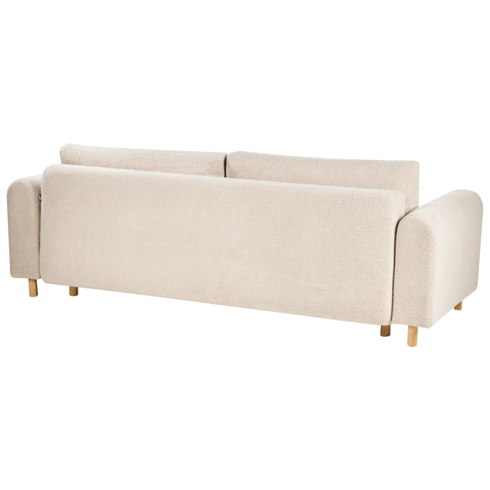 Divano letto in tessuto beige Rivestito con meccanismo Click-Clack Sleeper con contenitore Stile minimalista con braccioli