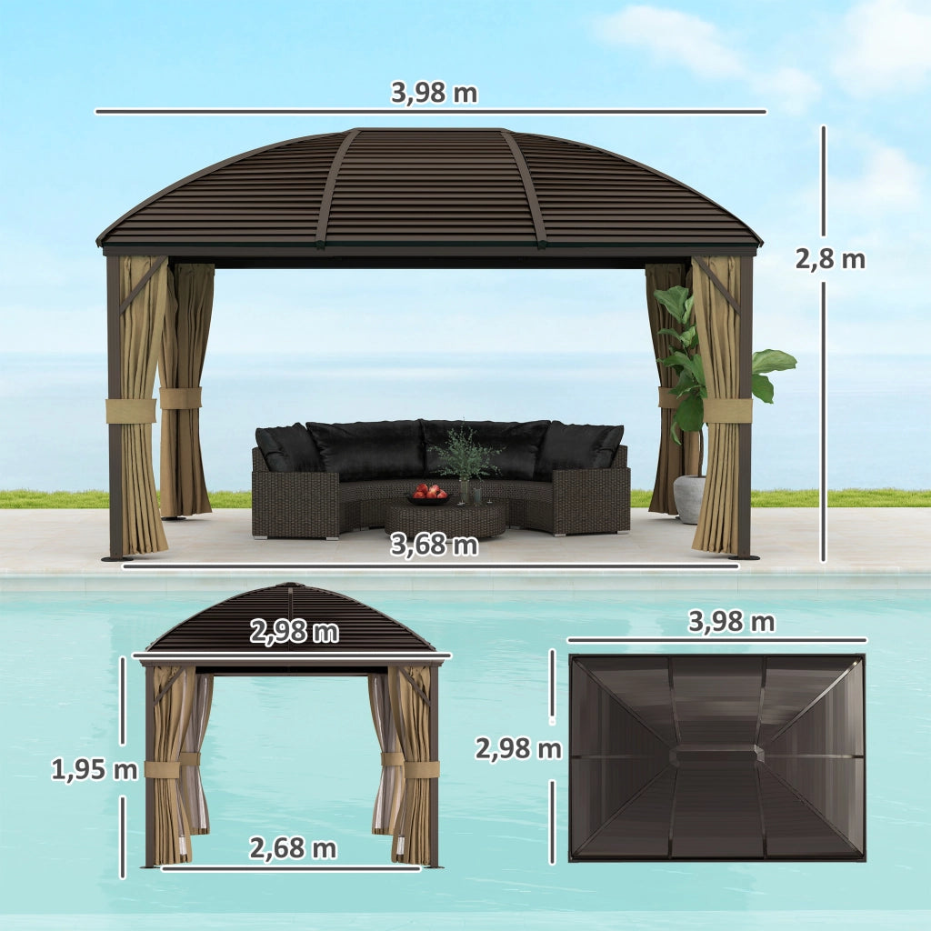 Gazebo da giardino ¨C zephmum ¨C marrone 400x300x280 cm