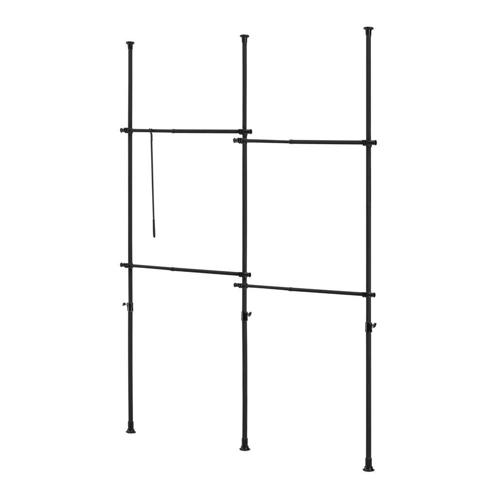 Armadio telescopico in acciaio laccato 150-230 cm 4 aste appendiabiti nero 03_0008157