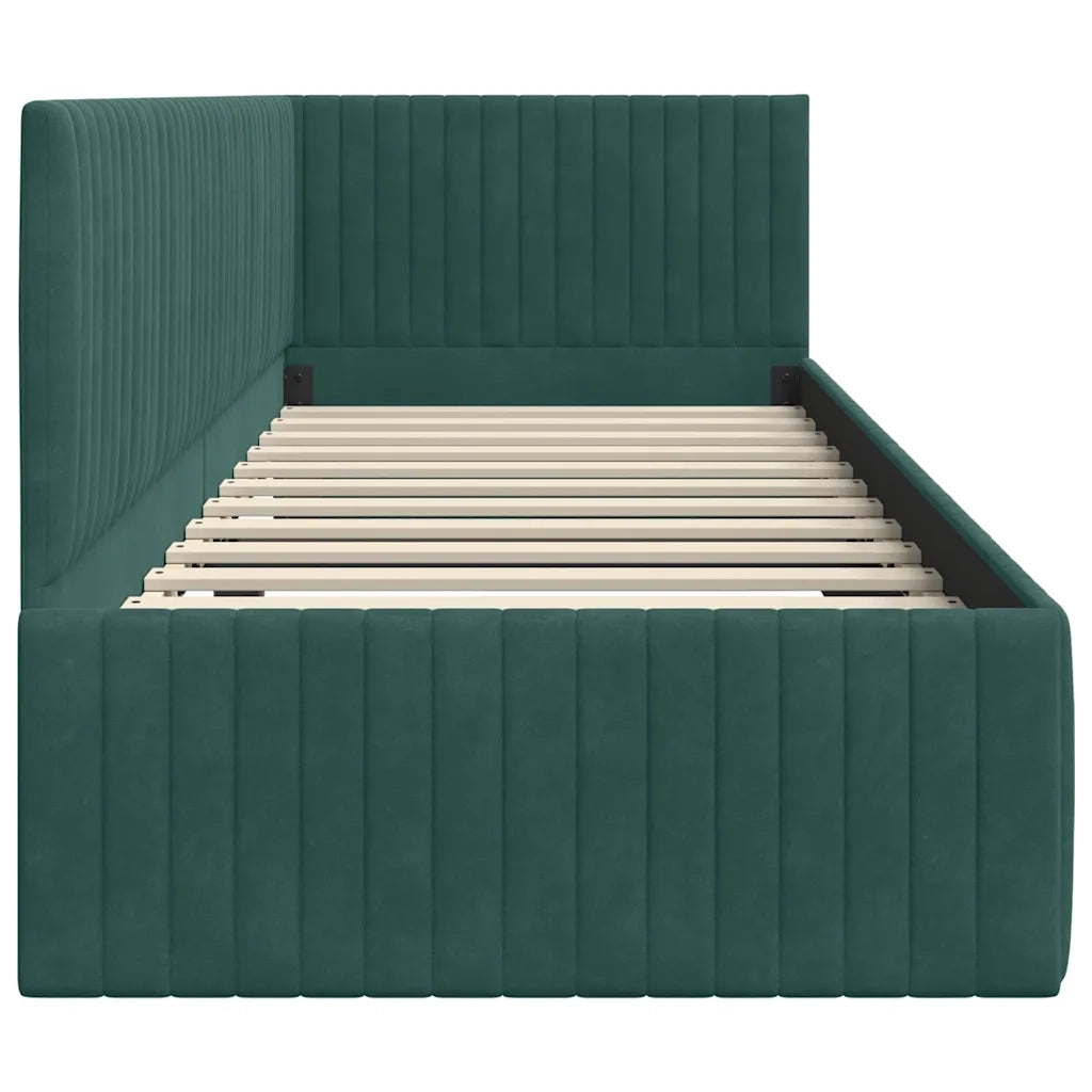 Cornice del letto ad angolo Verde Scuro 80 cm x 200 cm Velluto