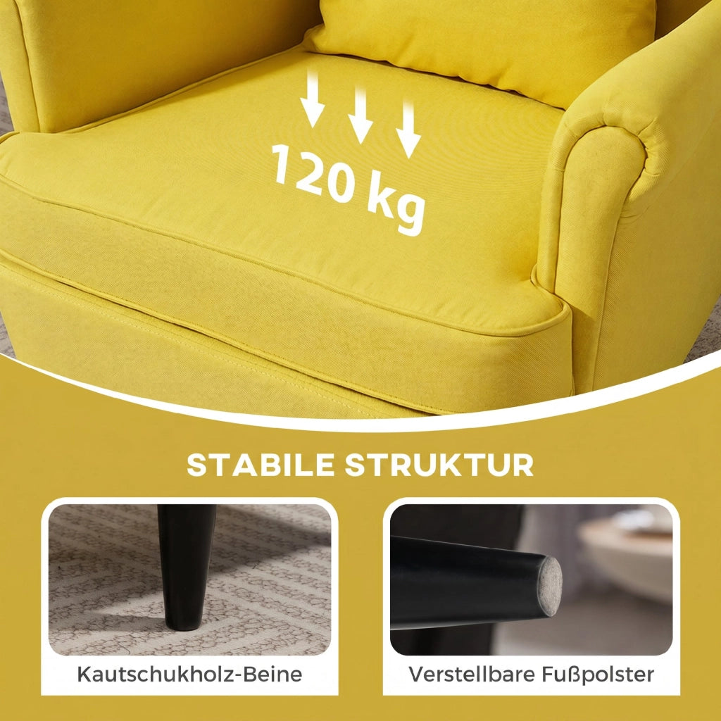 Poltrona con poggiapiedi ¨C zephmum ¨C tessuto giallo