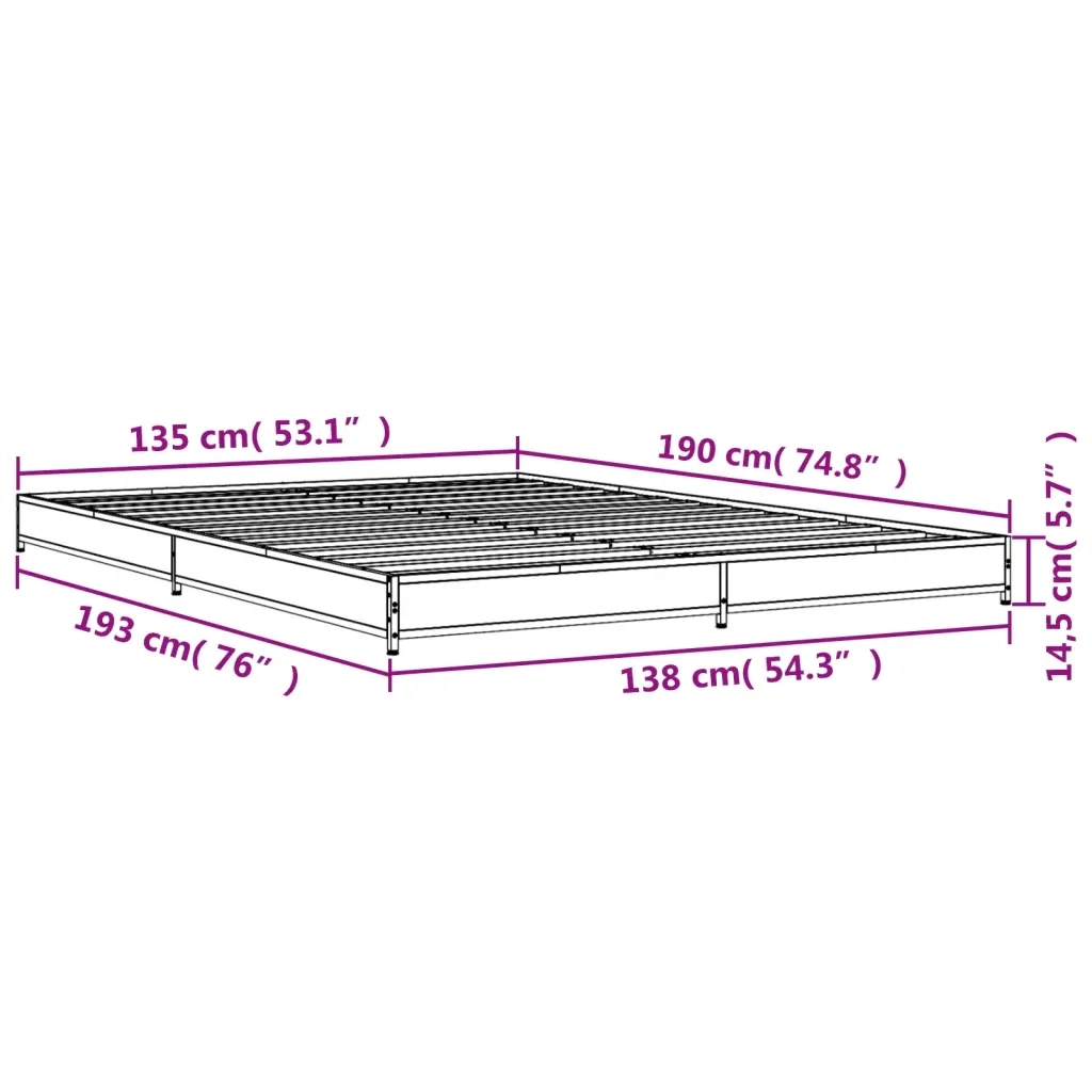 Giroletto Nero 135x190 cm in Legno Multistrato e Metallo 845161