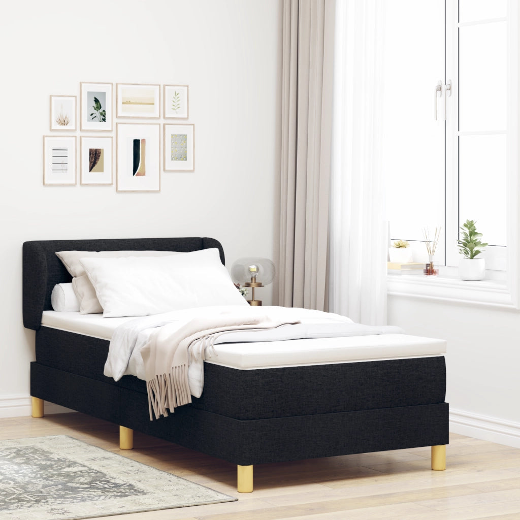 Letto a Molle con Materasso - Nero - 90x200 cm Tessuto