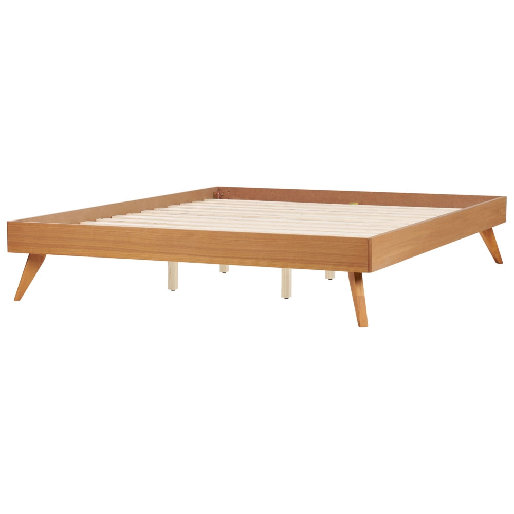 Letto 180 x 200 cm in frassino naturale MDF con rete a doghe Stile minimalista scandinavo
