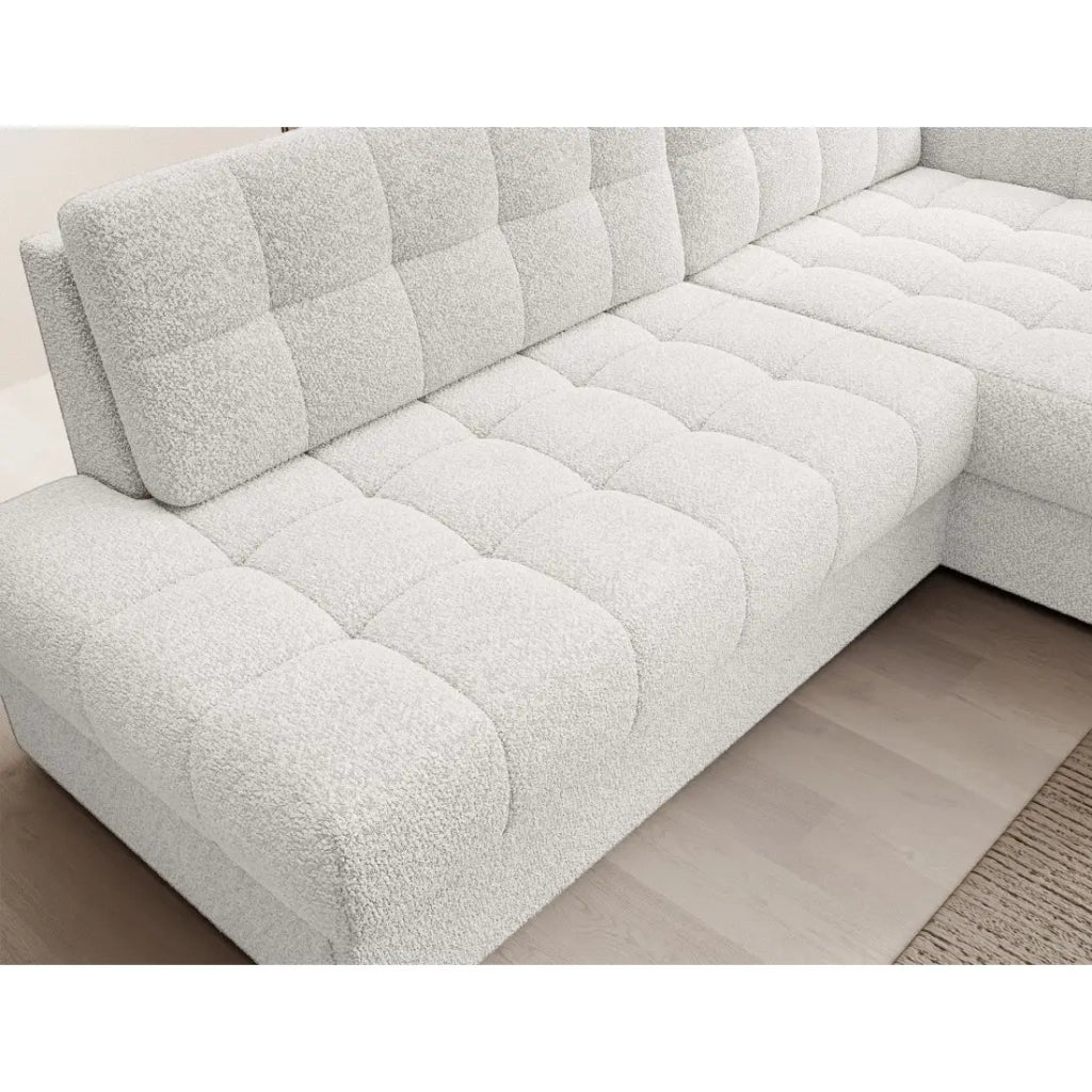 Divano angolare convertibile CUBITO bianco 240 cm con vano contenitore angolo destro