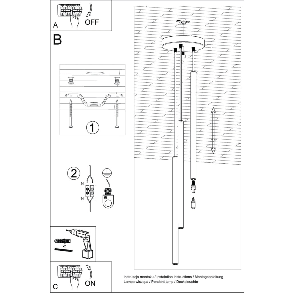 Lampada sospesa moderna ocra rossa Ø20 3xG9 Velino
