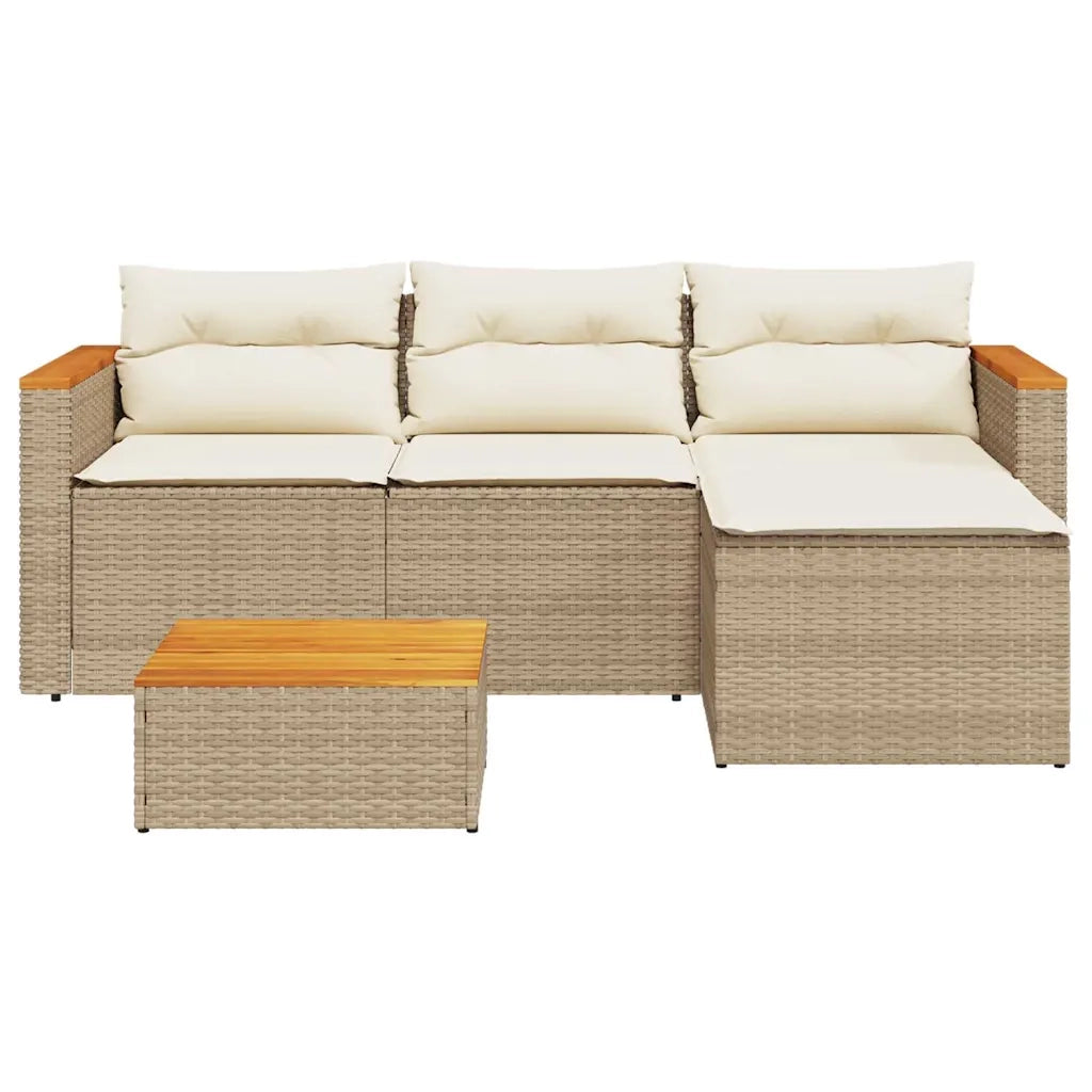 Set Divano da Giardino 3 pz | Set Salotto da Giardino con Cuscini Beige in Polyrattan