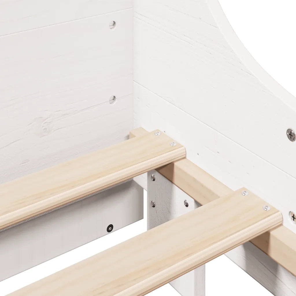 Letto Libreria senza Materasso Bianco 160x200 cm Legno Massello 3323801