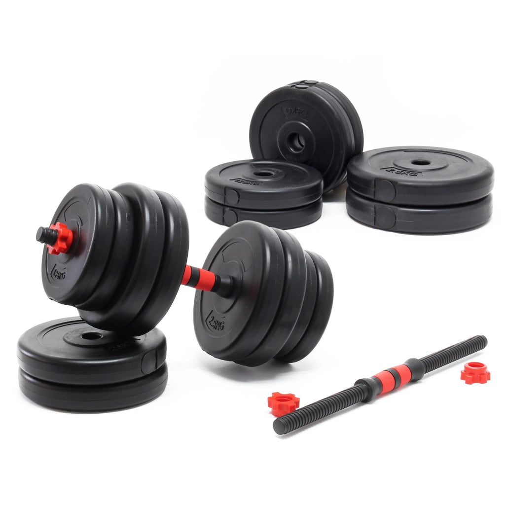 LUXTRI Set di manubri 30kg con 16 dischi in cemento 2 manubri filettati Chiusure a stella
