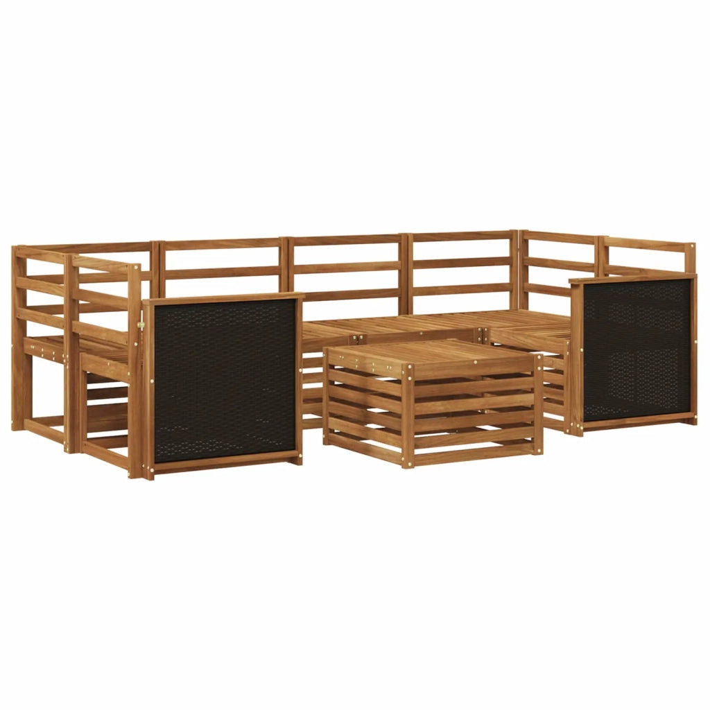 Set di divani da esterno 7 pz Naturale Legno di Acacia Massello 3384070