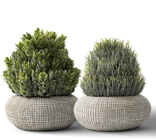 Due piante artificiali in vasi di cemento (15,6/14,5 cm) per decorazione di soggiorno, bagno, camera da letto, cucina, tavolo, ufficio, arredamento di stanza