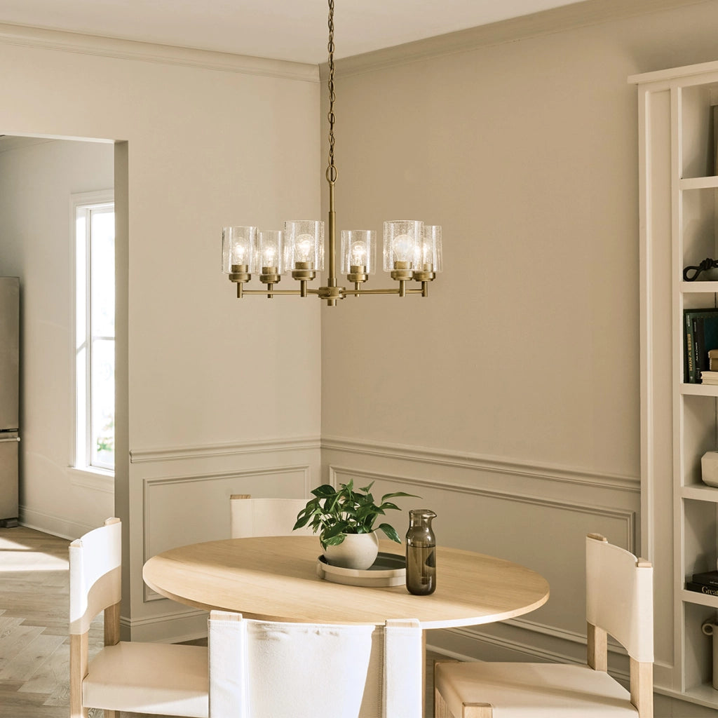 Lampadario WINSLOW ottone 6xE27 vetro bolle Kichler