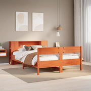 vidaXL Letto Libreria senza Materasso Marrone Cera 135x190 cm in Pino