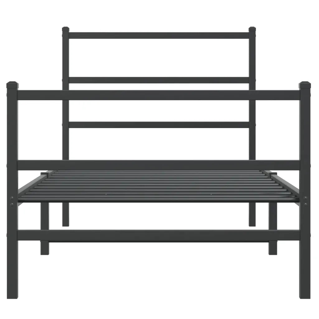 Giroletto con Testiera e Pediera Metallo Nero 90x200 cm 355376